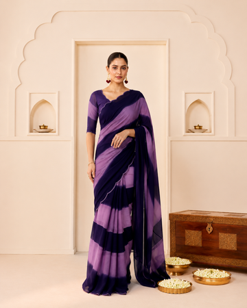 Purple and Black Ombre Georgette Saree
