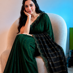 Bottle Green Designer Georgette Stone Work Saree