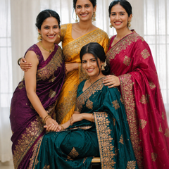 Wine Purple Tissue Silk Heavy Embroidered Saree
