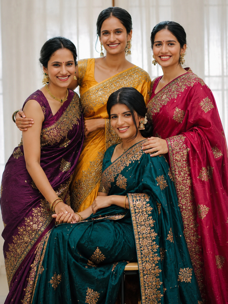Wine Purple Tissue Silk Heavy Embroidered Saree