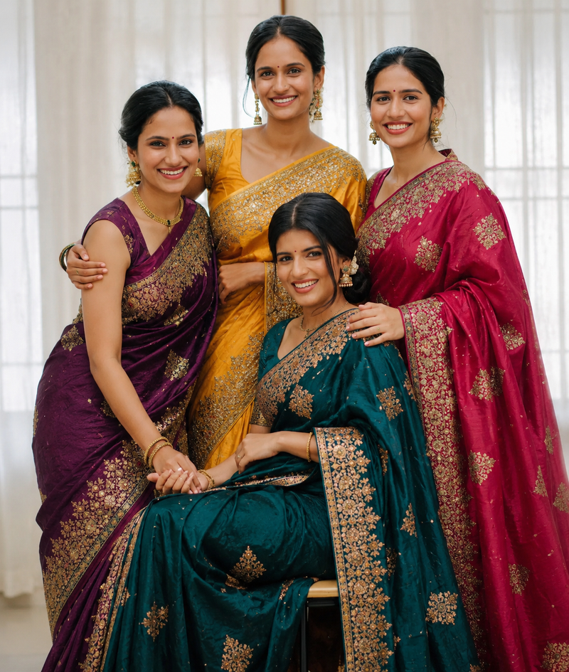 Wine Purple Tissue Silk Heavy Embroidered Saree