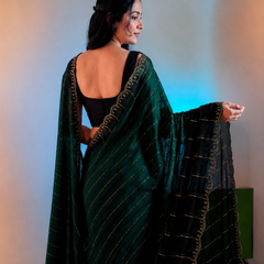 Bottle Green Designer Georgette Stone Work Saree