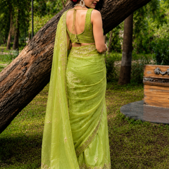 Premium Olive Green Soft Organza Sequence Work Saree