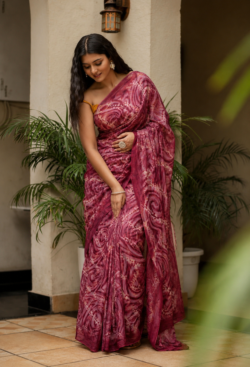 Lightweight Floral Printed Chiffon Saree