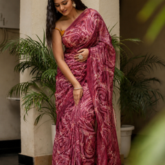 Lightweight Floral Printed Chiffon Saree
