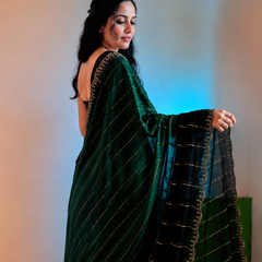 Bottle Green Designer Georgette Stone Work Saree