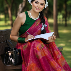 Lightweight Floral Printed Chiffon Saree