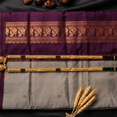 Royal Purple & Silver Silk Saree with Rich Zari Border | The Gold Thread