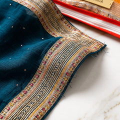 Teal Blue Designer Georgette Stone Work Saree