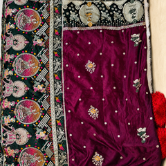 Pure Silk Wine Purple Traditional Tribal Border Saree