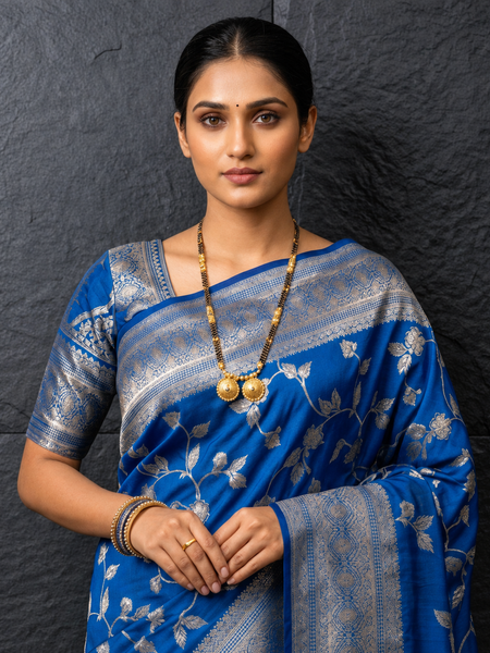 Royal Azure Silk Weave – A Signature Drape