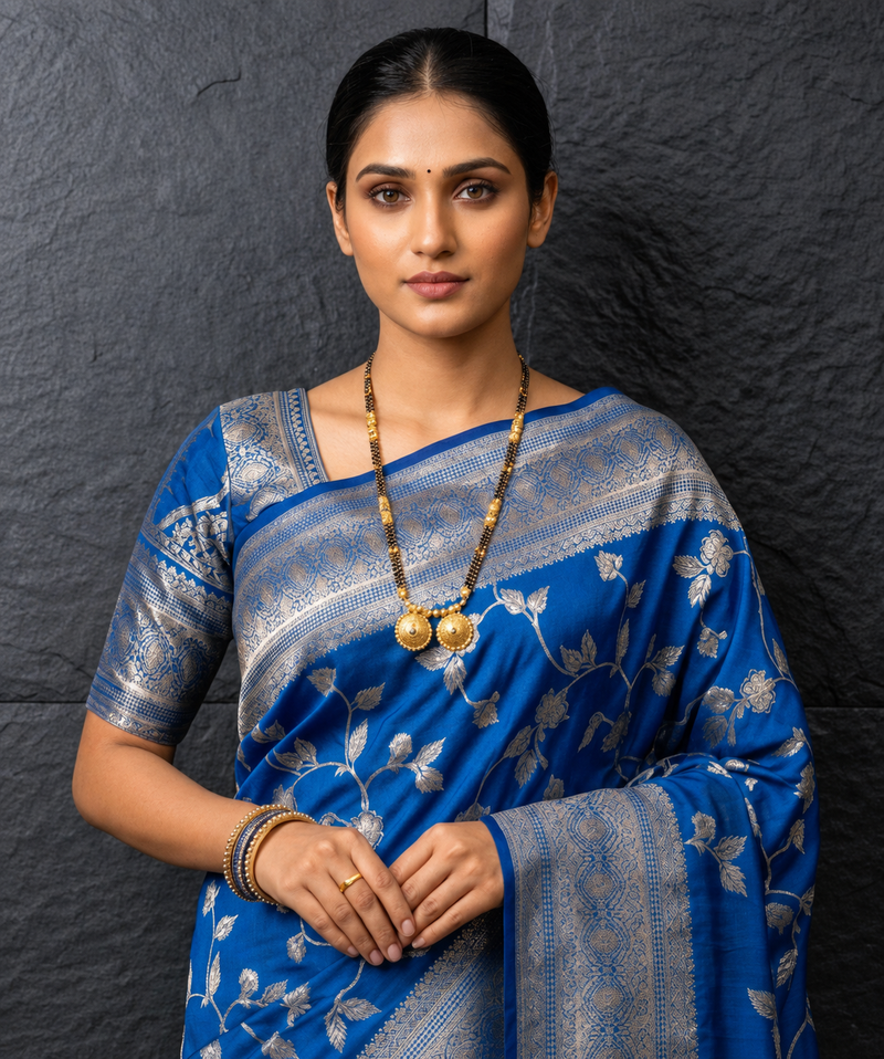 Royal Azure Silk Weave – A Signature Drape