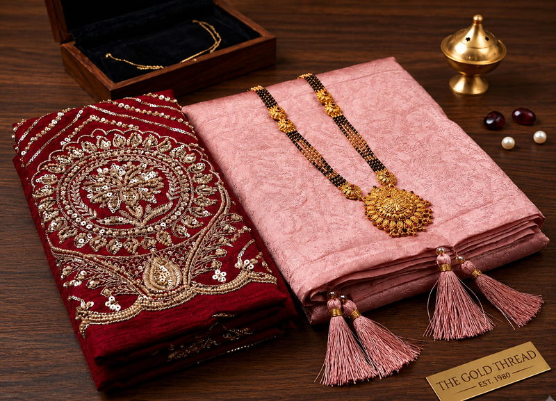 Soft Pink Saree with Royal Maroon Embroidered Blouse