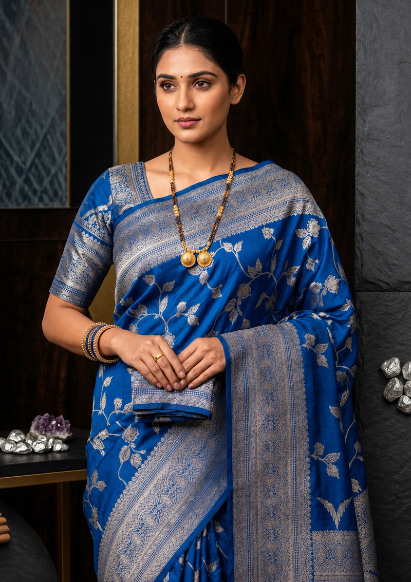 Royal Azure Silk Weave – A Signature Drape