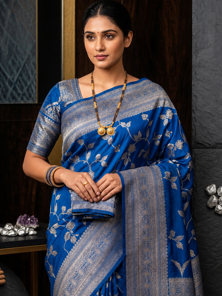 Royal Azure Silk Weave – A Signature Drape
