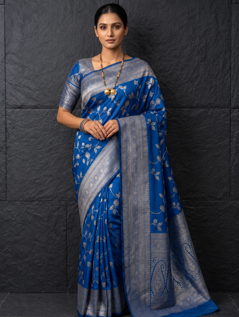 Royal Azure Silk Weave – A Signature Drape