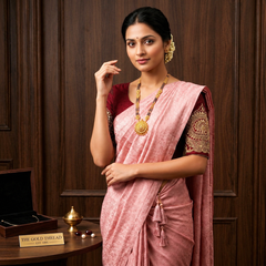 Soft Pink Saree with Royal Maroon Embroidered Blouse